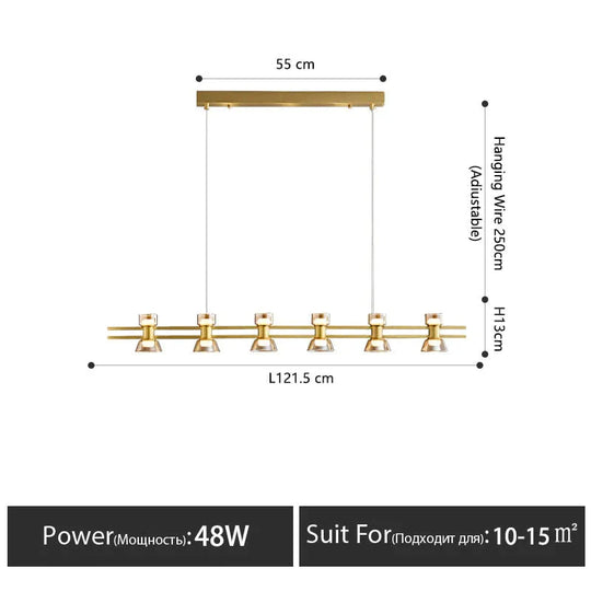 Nordic Modern Minimalist Light Luxury Bar Led Strip Lamp Kitchen Island Table Light Fixture Gold -