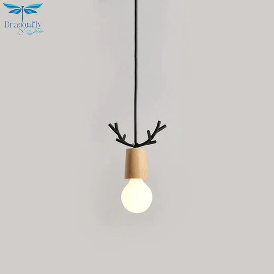 Nordic Modern Simple Wood Little Antlers Pendant Lights Restaurant Dining Table Kitchen Bed