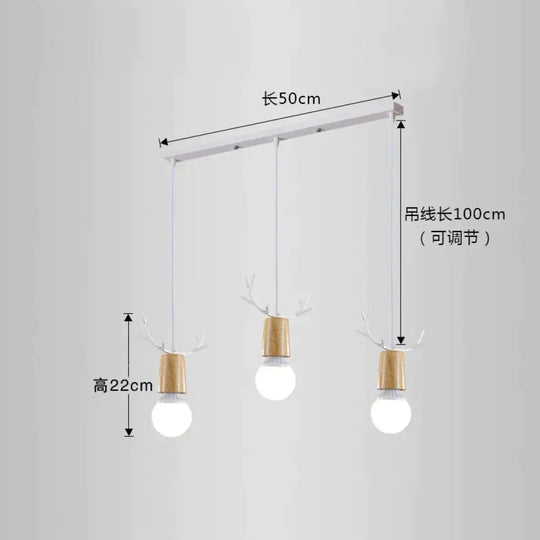 Nordic Modern Simple Wood Little Antlers Pendant Lights Restaurant Dining Table Kitchen Bed