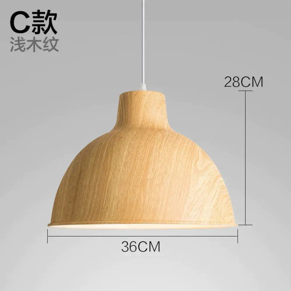 Nordic Modern Wood Grain Spray Paint Aluminum Pendant Lights Living Room Dining Desk Bedside