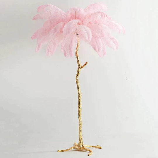Nordic Ostrich Feather Floor Lamp Stand Light Copper Modern Interior Lighting Decor Home Lights