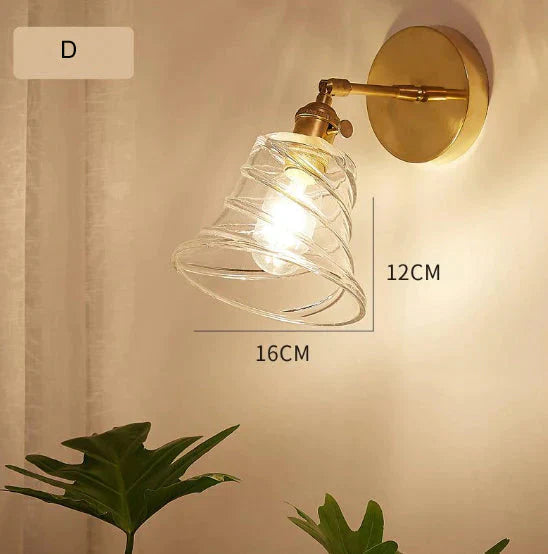 Nordic Retro Livingroom Bedroom Bedside Full Copper Wall Lamp D / No Light Bulb Copper Wall Lamps