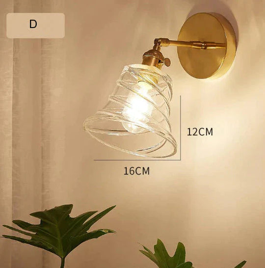 Nordic Retro Livingroom Bedroom Bedside Full Copper Wall Lamp D / No Light Bulb Copper Wall Lamps
