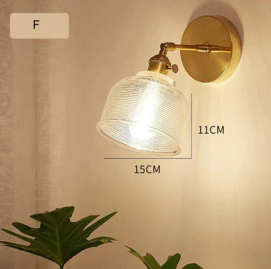 Nordic Retro Livingroom Bedroom Bedside Full Copper Wall Lamp F / No Light Bulb Copper Wall Lamps