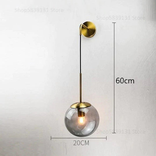 Nordic Retro Modern Glass Ball Wall Lamps For Bedside Living Room Corridor Staircase Lighting