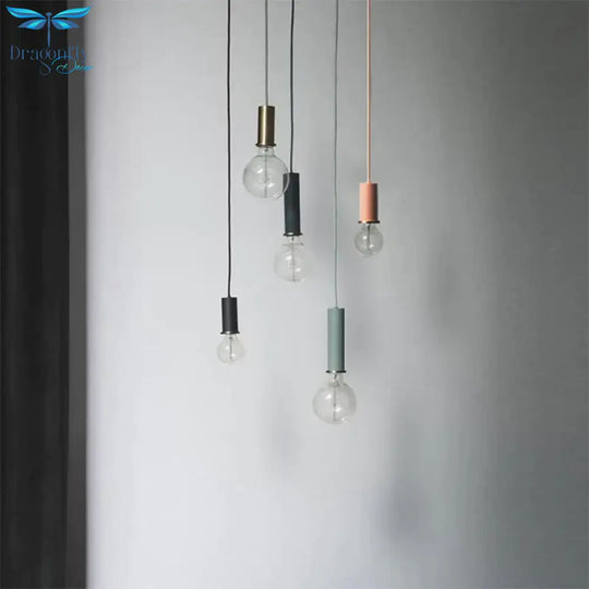 Nordic Simple Pendant Lights Suspension Aluminum Tube E27 Lamps Holder Dining Table Kitchen Bedside