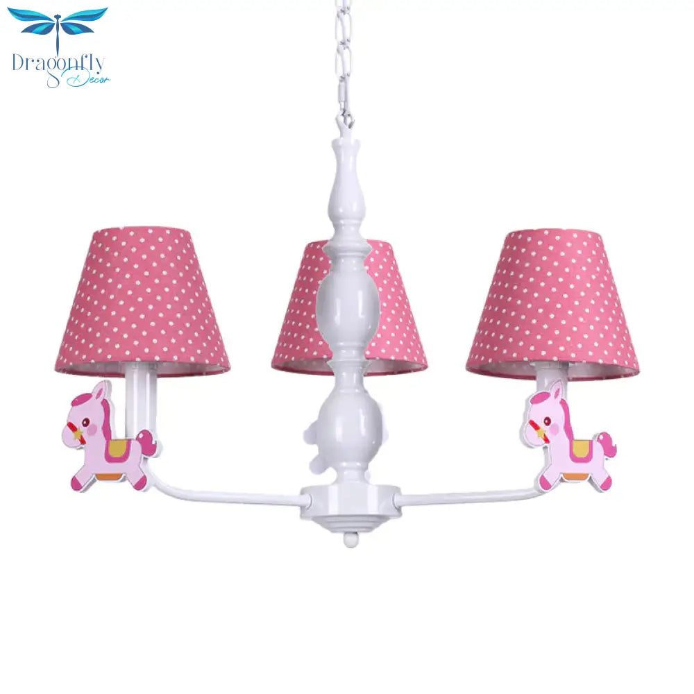 Nordic Tapered Shade Hanging Chandelier Fabric Lights For Living Room