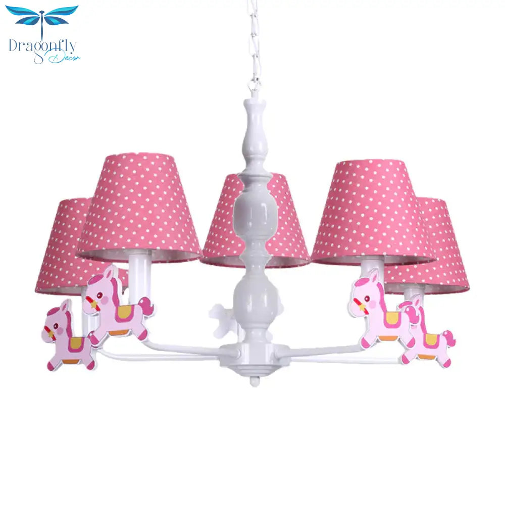 Nordic Tapered Shade Hanging Chandelier Fabric Lights For Living Room