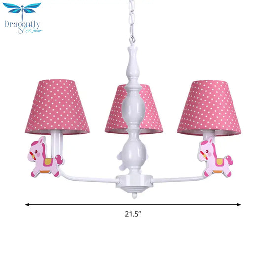 Nordic Tapered Shade Hanging Chandelier Fabric Lights For Living Room