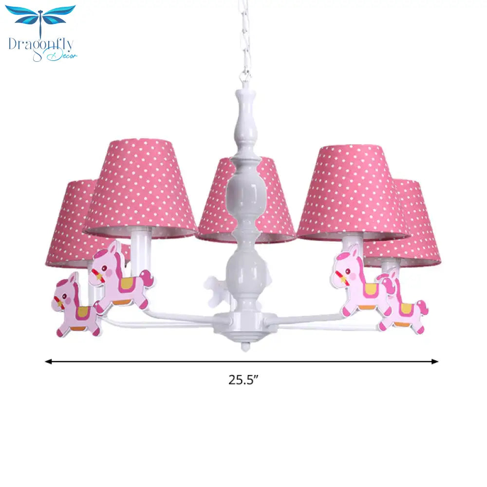 Nordic Tapered Shade Hanging Chandelier Fabric Lights For Living Room