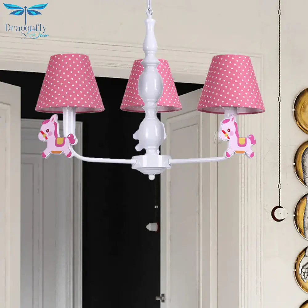 Nordic Tapered Shade Hanging Chandelier Fabric Lights For Living Room