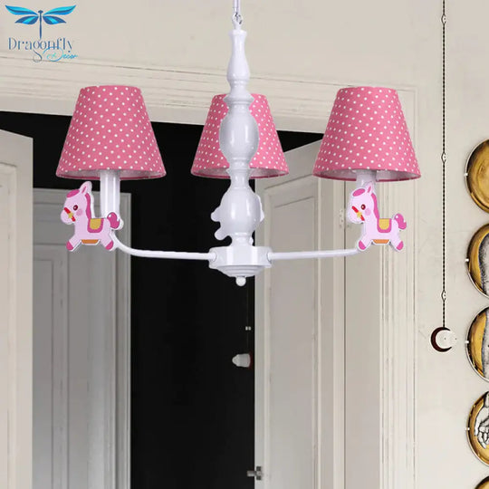 Nordic Tapered Shade Hanging Chandelier Fabric Lights For Living Room