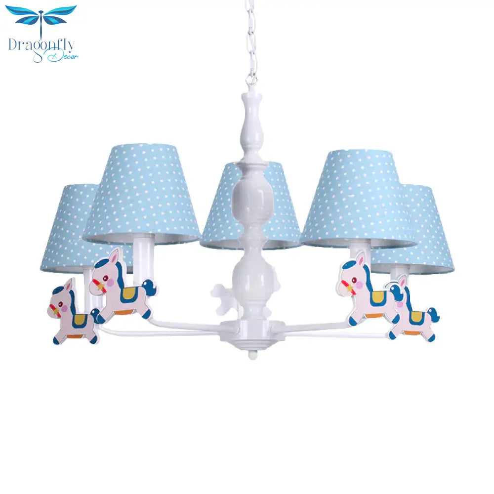 Nordic Tapered Shade Hanging Chandelier Fabric Lights For Living Room