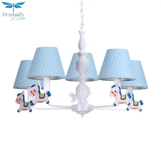 Nordic Tapered Shade Hanging Chandelier Fabric Lights For Living Room