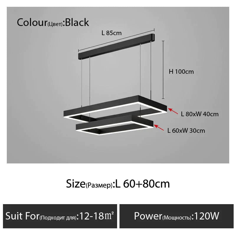 Nova - Minimalist Rectangle Creative Chandelier L60 80Cm / Warm White