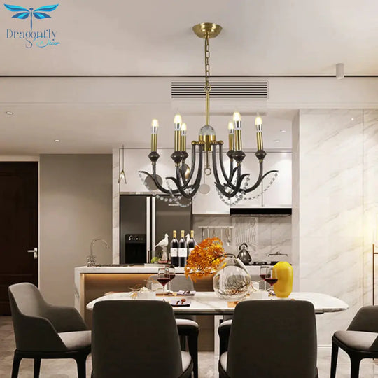 Open Bulb Suspension Lighting Traditional Metal 6/8 Lights Gold Finish Chandelier Pendant Light