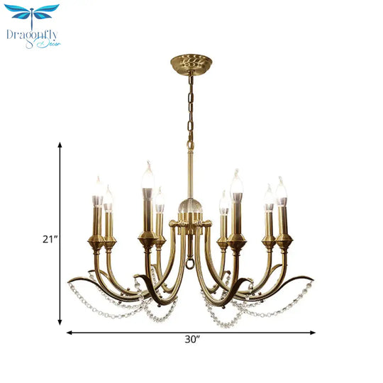 Open Bulb Suspension Lighting Traditional Metal 6/8 Lights Gold Finish Chandelier Pendant Light