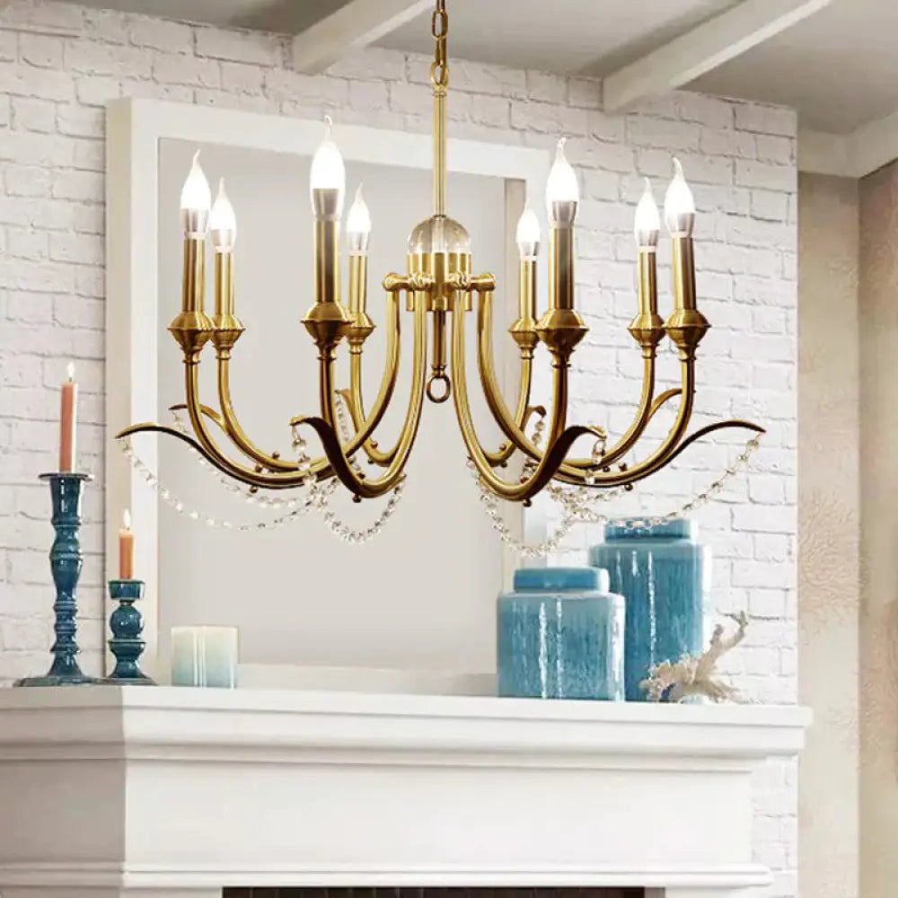 Open Bulb Suspension Lighting Traditional Metal 6/8 Lights Gold Finish Chandelier Pendant Light