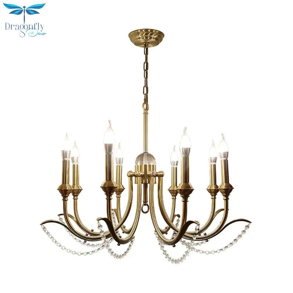 Open Bulb Suspension Lighting Traditional Metal 6/8 Lights Gold Finish Chandelier Pendant Light