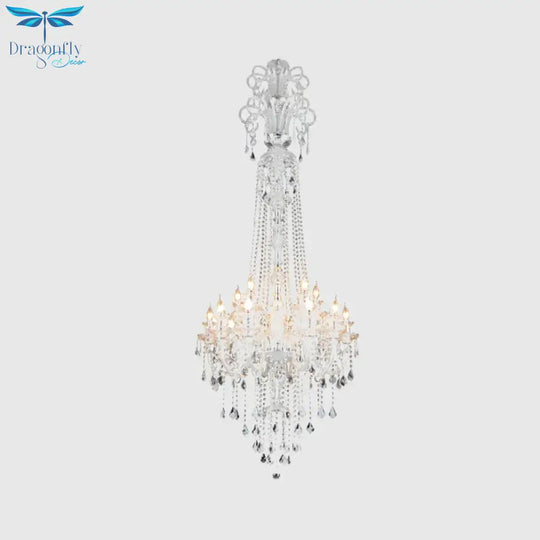 Opulent Clear Crystal Candle Chandelier Baroque 10 - Light Dining Hall Ceiling Pendant Light