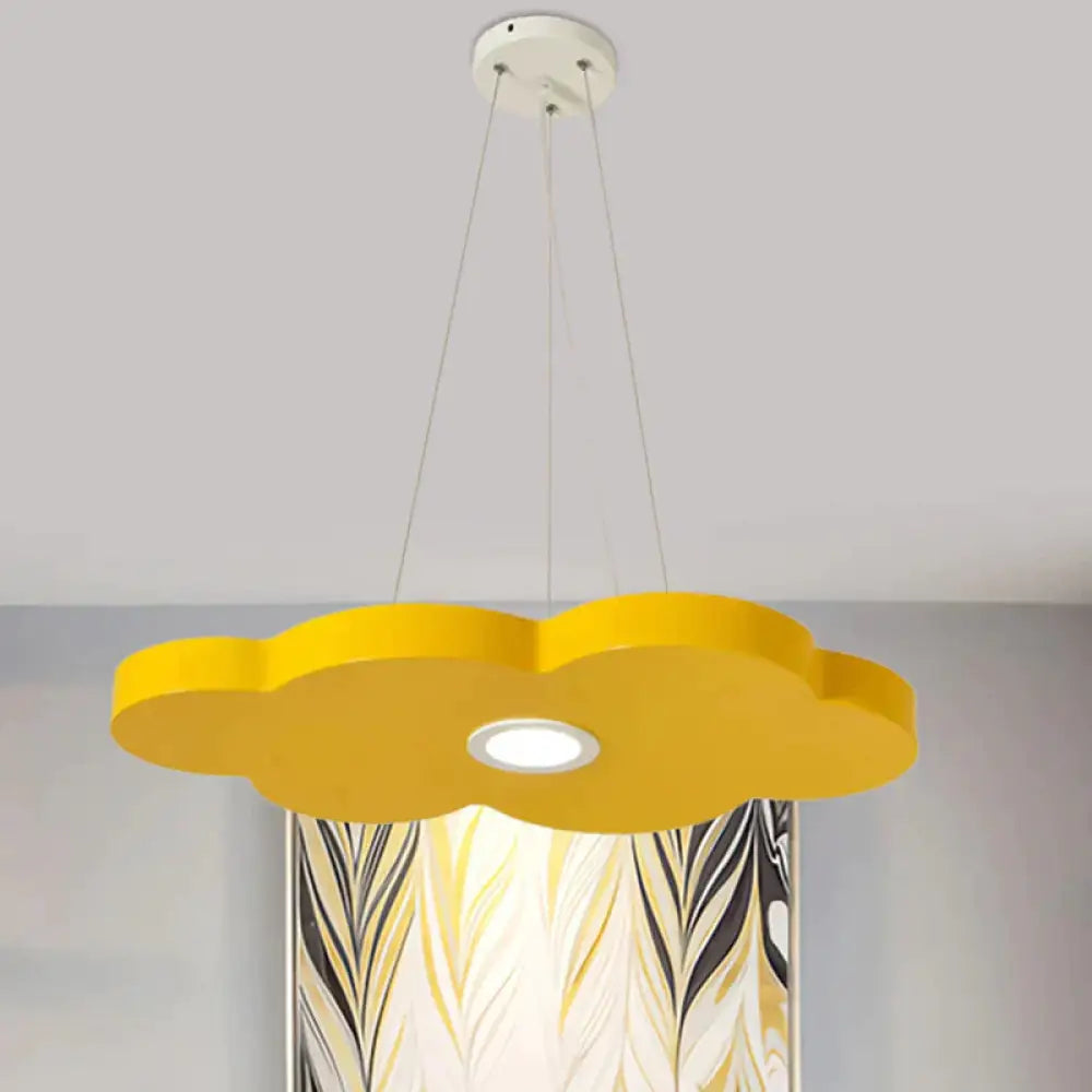 Orange/Blue/Green Cloud Hanging Lamp Cartoon Style Led Metal Pendant Chandelier In Warm/White Light