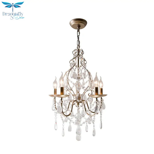 Original Candlestick Suspended Lighting Fixture 5 - Light Draping Crystal Ball Chandelier Light In