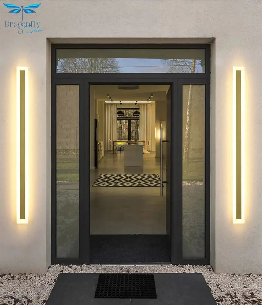 Outdoor Lighting Tall Led Wall Lamp Ip65 Waterproof Aluminum Dimmable Gold Garden Porch Sconce