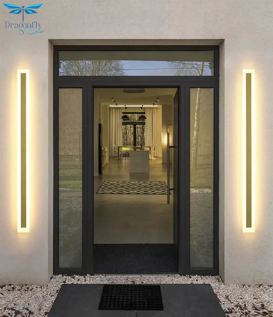 Outdoor Lighting Tall Led Wall Lamp Ip65 Waterproof Aluminum Dimmable Gold Garden Porch Sconce