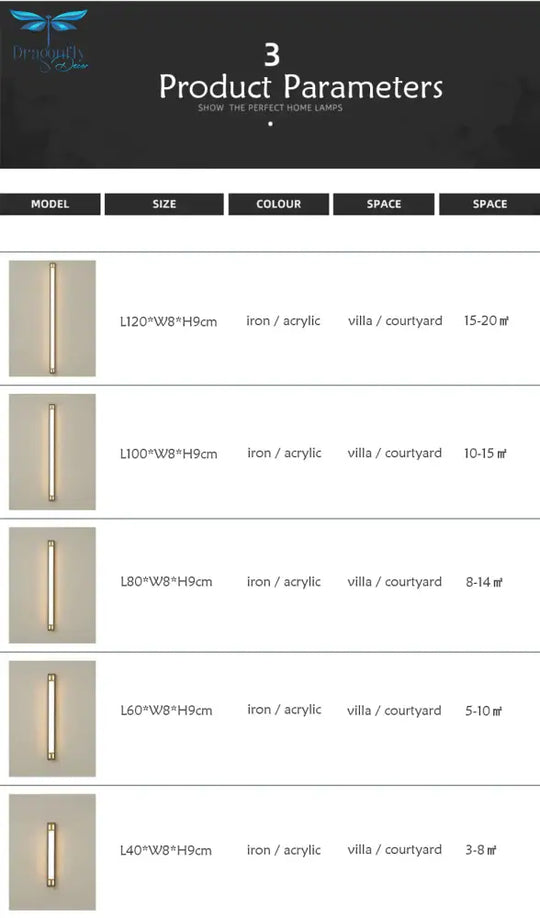 Outdoor Wall Lamp Ip65 Waterproof Led Long Lights Garden Villa Porch Sconce Light Gold Black 110V