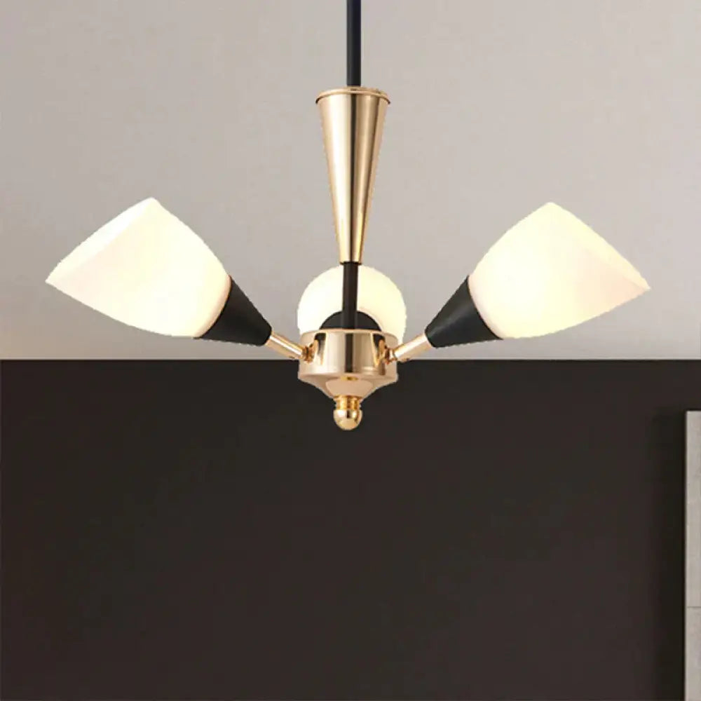 Oval Living Room Ceiling Chandelier Traditional White Glass 3/6/8 Lights Gold Hanging Fixture 3 /
