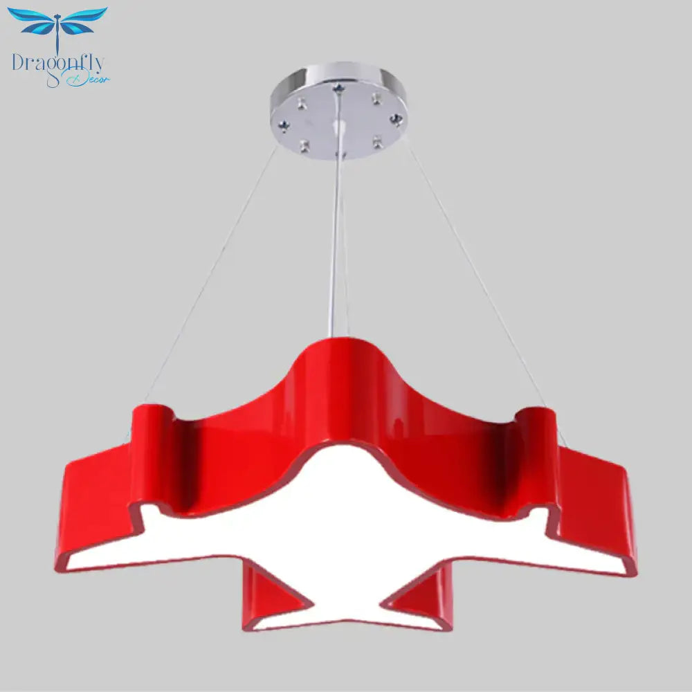 Plane Playing Room Pendant Lamp Acrylic Cartoon Style Led Chandelier Light Fixture In