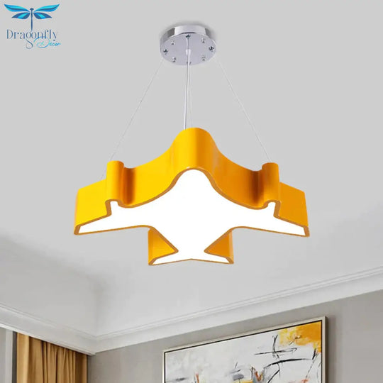 Plane Playing Room Pendant Lamp Acrylic Cartoon Style Led Chandelier Light Fixture In
