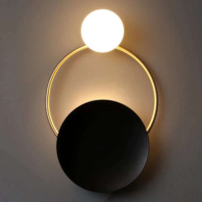Post - Modern Personality Circle Copper Wall Lamp Creative Living Room Bedroom Hallway Hallroom