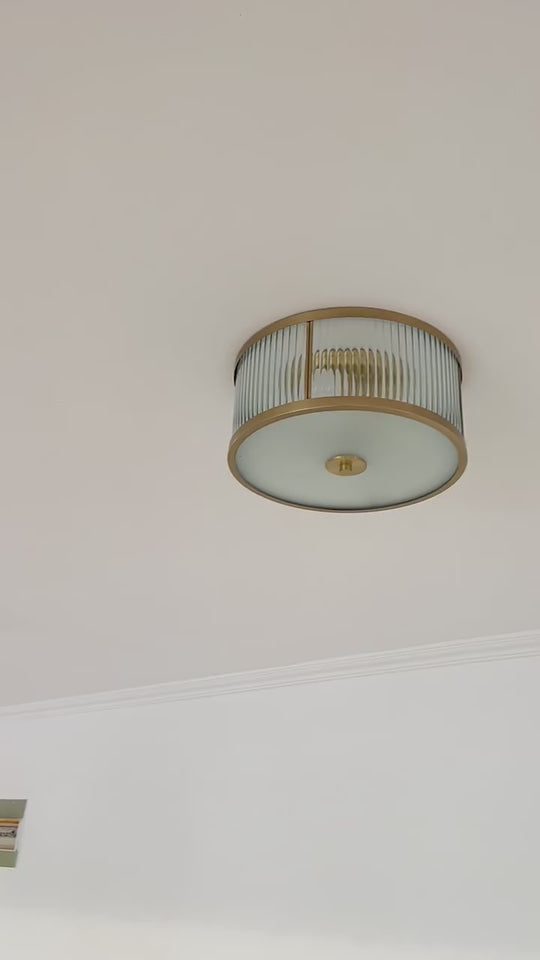 Antiqued Opaline Glass 3-Head Brass Flush Mount