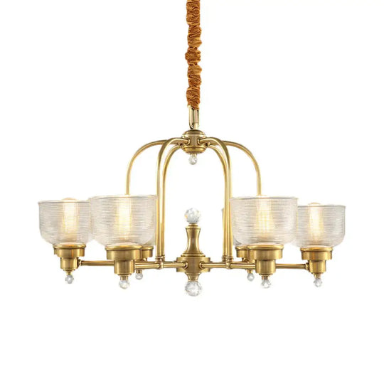 Prismatic Glass Gold Hanging Chandelier Bowl Shade 4/6 - Light Colonialist Metal Suspension Pendant