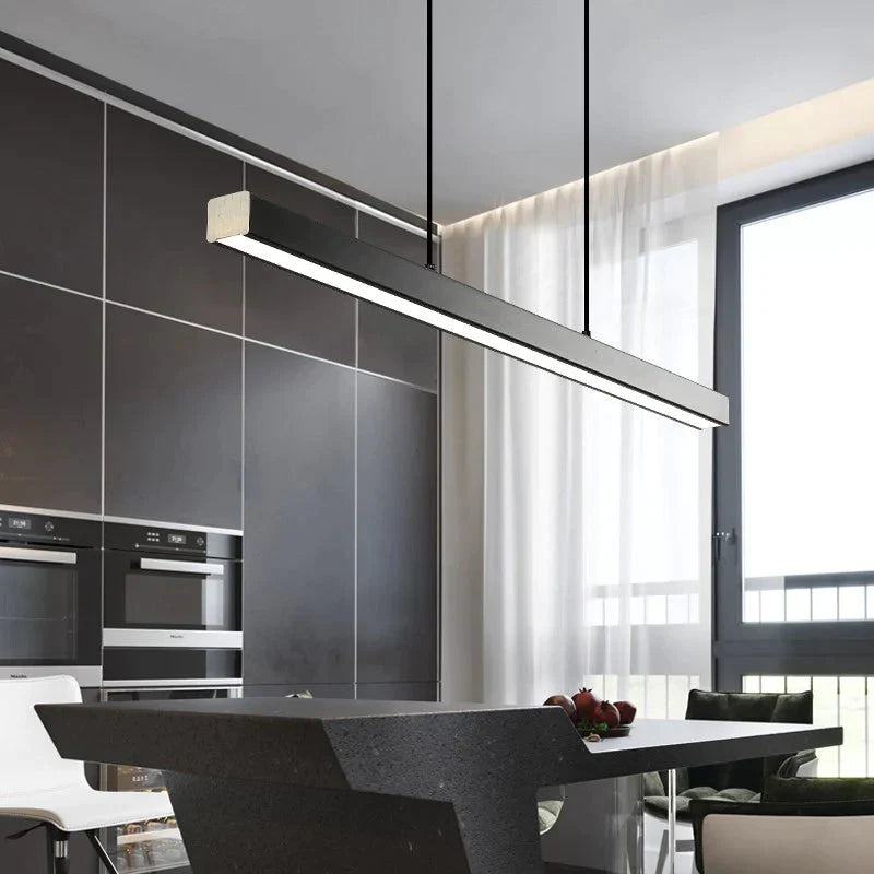 Modern Led Dining Room Chandelier Lighting Nordic Restaurant Long Hanging Lights Office Fixtures