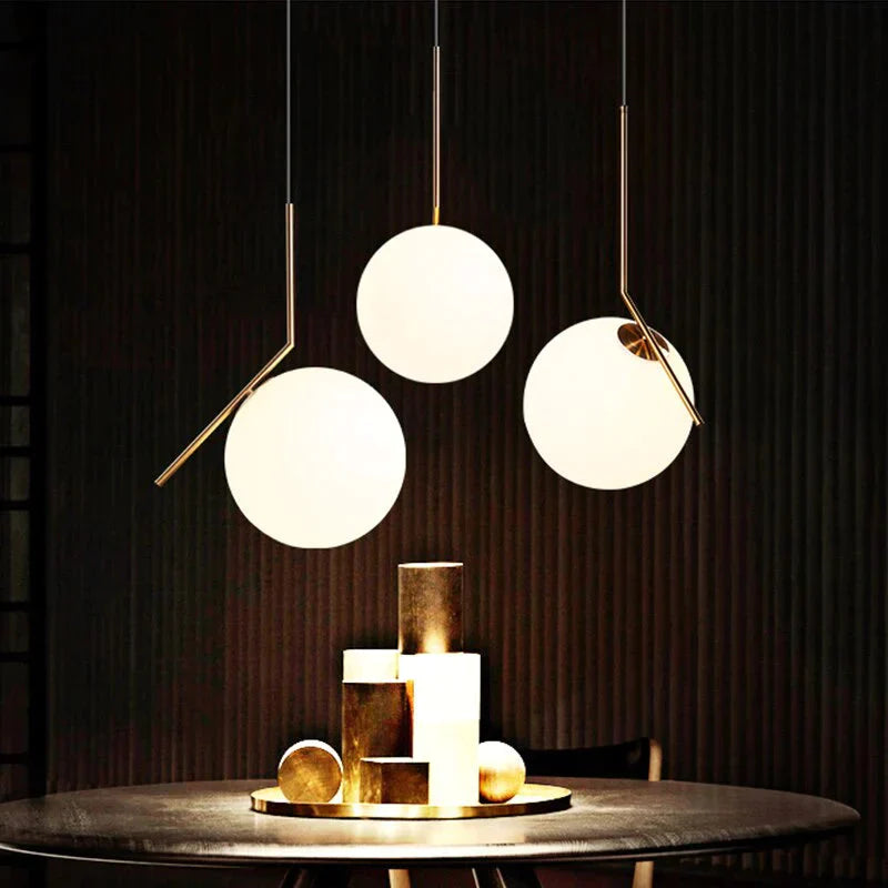 Danish Nordic Modern Round Glass Ball Chandelier For Bedroom Cafe Restaurant Bar Indoor Lighting
