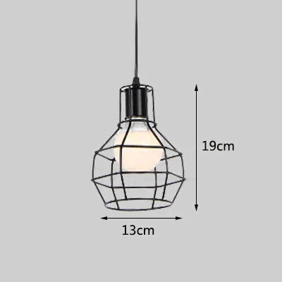 Retro Industrial Geometric Black Led Iron Pendant Lights Indoor Lighting Corridor Restaurant