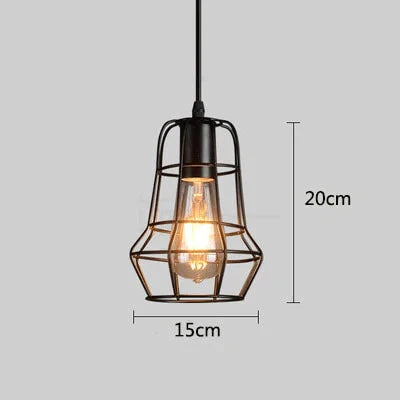 Retro Industrial Geometric Black Led Iron Pendant Lights Indoor Lighting Corridor Restaurant