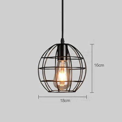 Retro Industrial Geometric Black Led Iron Pendant Lights Indoor Lighting Corridor Restaurant