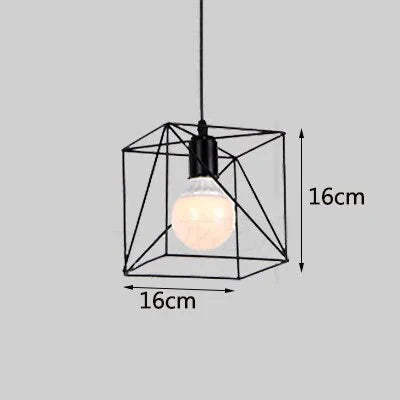 Retro Industrial Geometric Black Led Iron Pendant Lights Indoor Lighting Corridor Restaurant