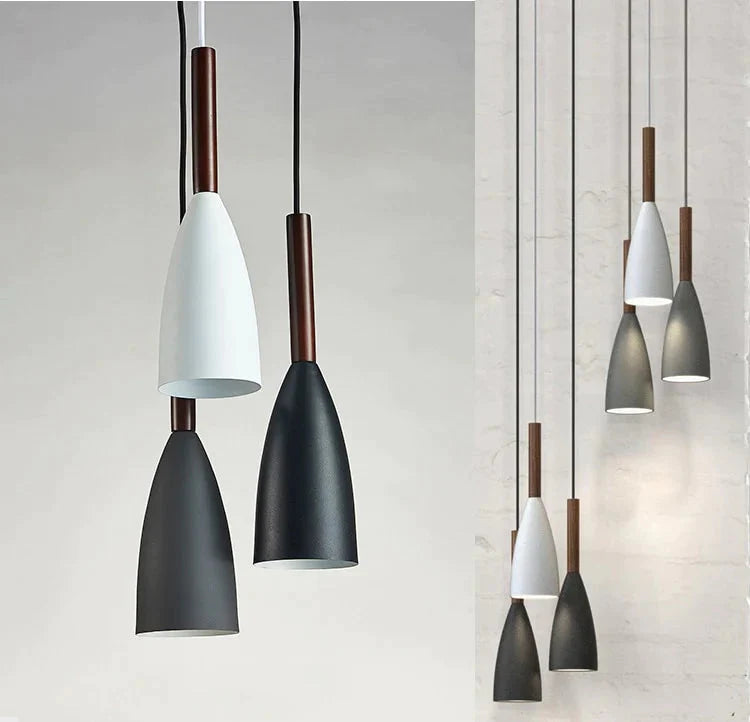 Nordic Minimalism Droplight E27 Aluminum Wood Pendant Lights Home Restaurant Decor Lighting Lamp