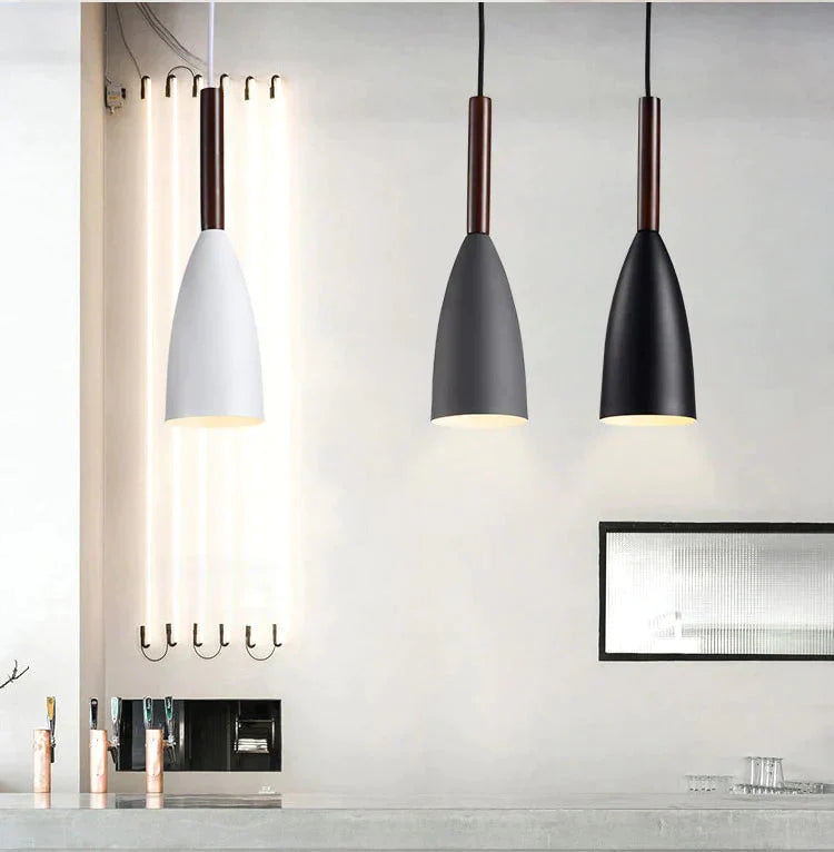 Nordic Minimalism Droplight E27 Aluminum Wood Pendant Lights Home Restaurant Decor Lighting Lamp