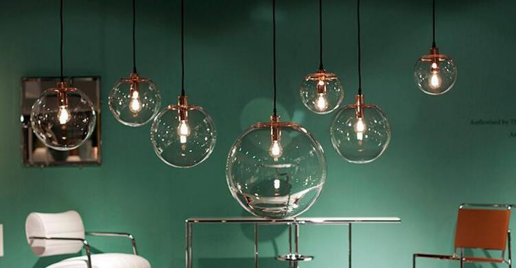 Nordic Modern Minimalist Glass Ball Pendant Lamp Single-Head Restaurant Bar Light E27