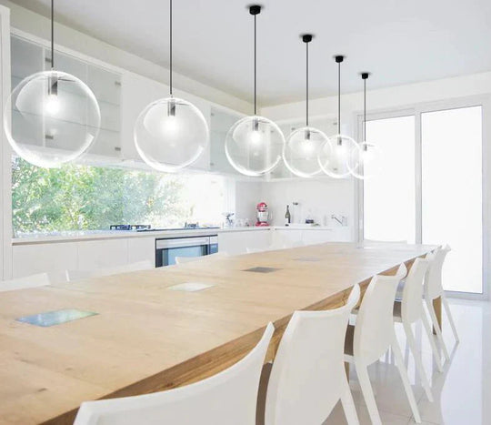 Nordic Modern Minimalist Glass Ball Pendant Lamp Single-Head Restaurant Bar Light E27