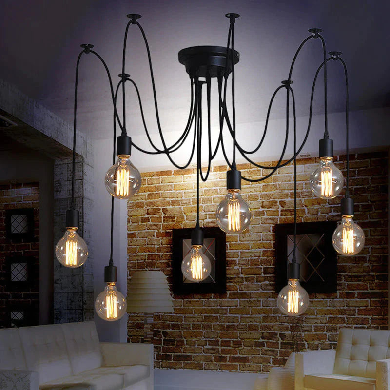 Diy Vintage Nordic Spider Pendant Lamp Multiple Adjustable Retro Lights Loft Classic Decorative