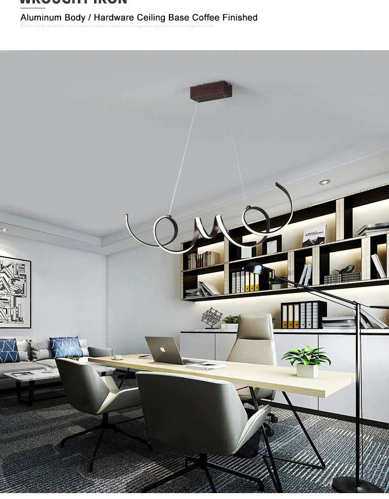 Coffee Finish Modern Led Pendant Lights For Living Room Dining Kitchen Acrylic Aluminum Body Lamp