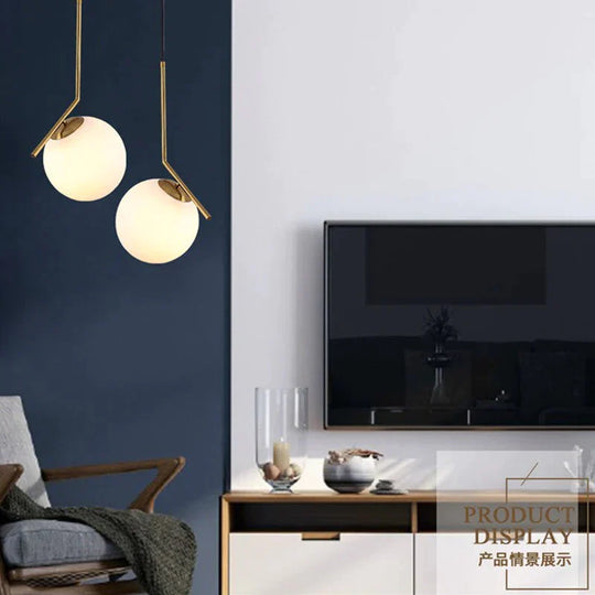 Danish Nordic Modern Round Glass Ball Chandelier For Bedroom Cafe Restaurant Bar Indoor Lighting