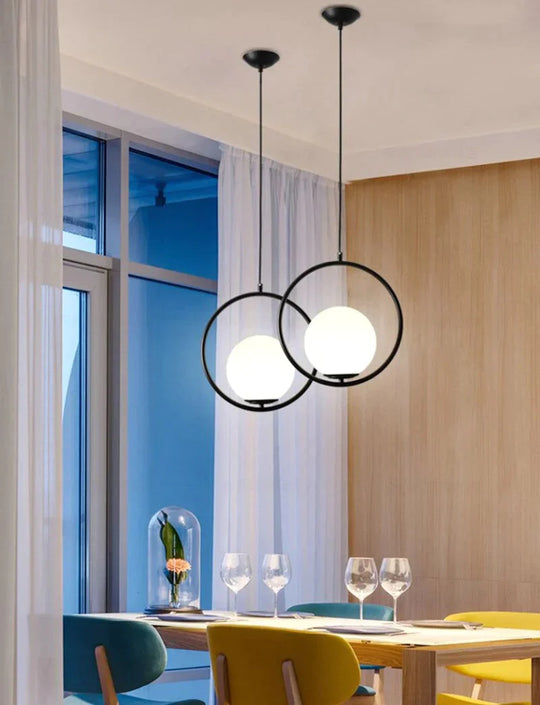 Danish Nordic Modern Round Glass Ball Chandelier For Bedroom Cafe Restaurant Bar Indoor Lighting