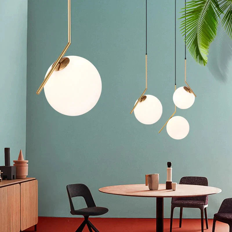 Danish Nordic Modern Round Glass Ball Chandelier For Bedroom Cafe Restaurant Bar Indoor Lighting